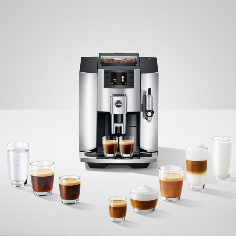 Jura E8 Chrome Automatic Coffee Machine 15371 with Free $140 Gift