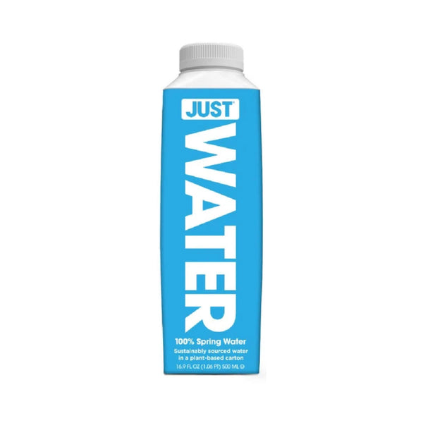 JUST Pure Spring Water 16.9oz Eco-Friendly Plant-Based Bottle (Box of 12) | Best Before Jan 29, 2024