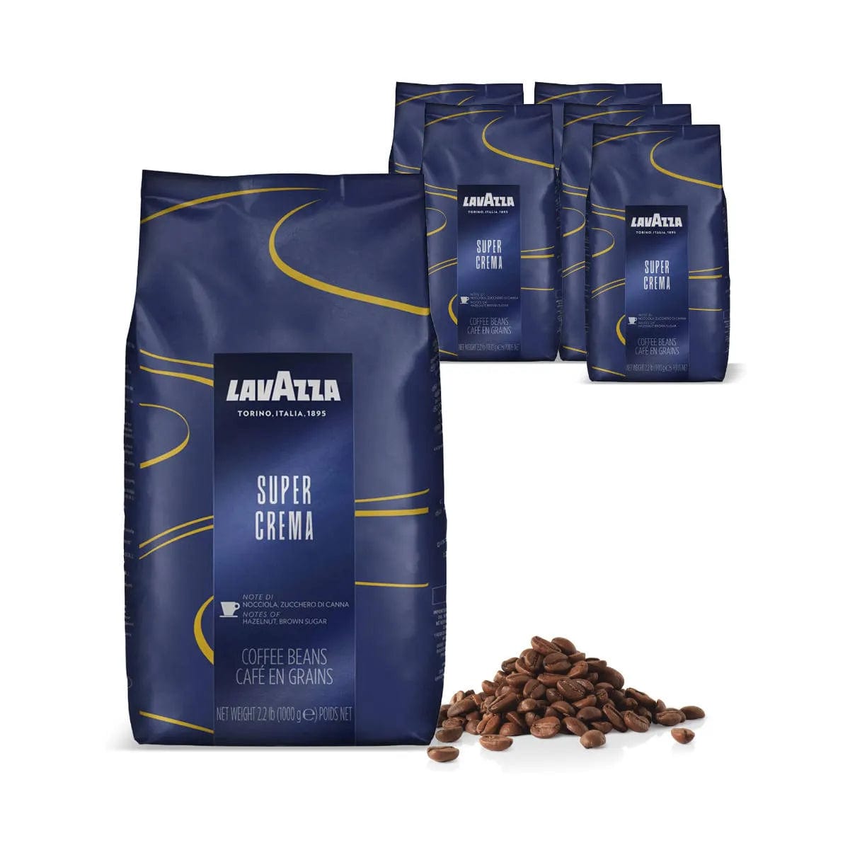 2lb Lavazza Super Crema Espresso Coffee Beans Bulk Pack