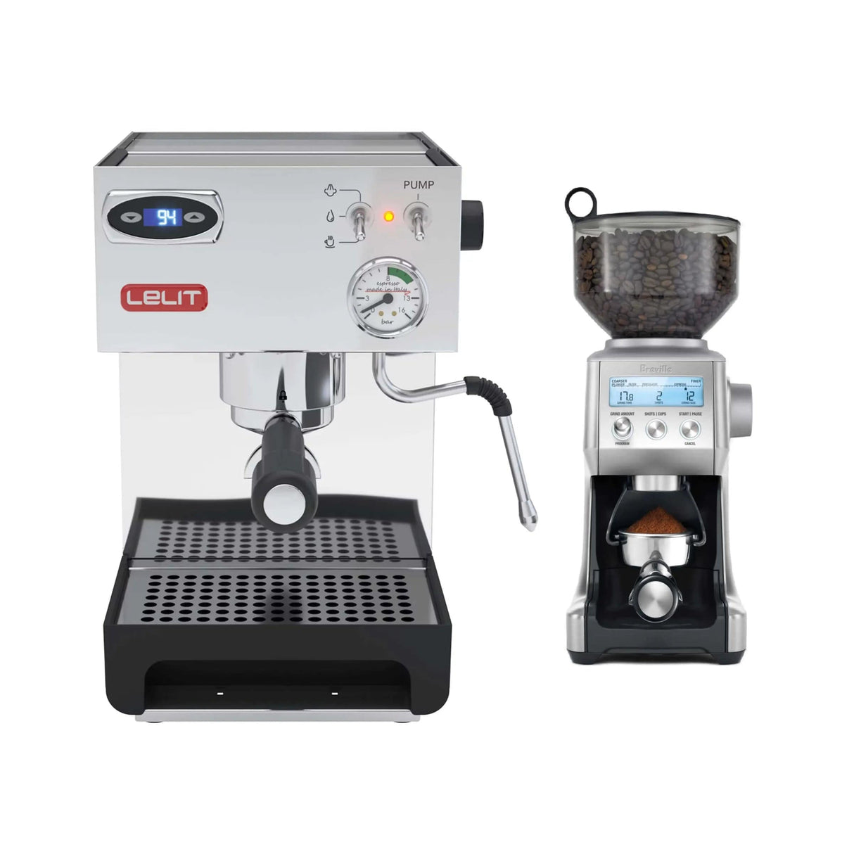 Lelit Anna 2 PL41TEM Espresso Machine with PID (Silver Stainless Steel) & Breville The Smart Grinder Pro Coffee Grinder Bundle Espresso Machine Lelit