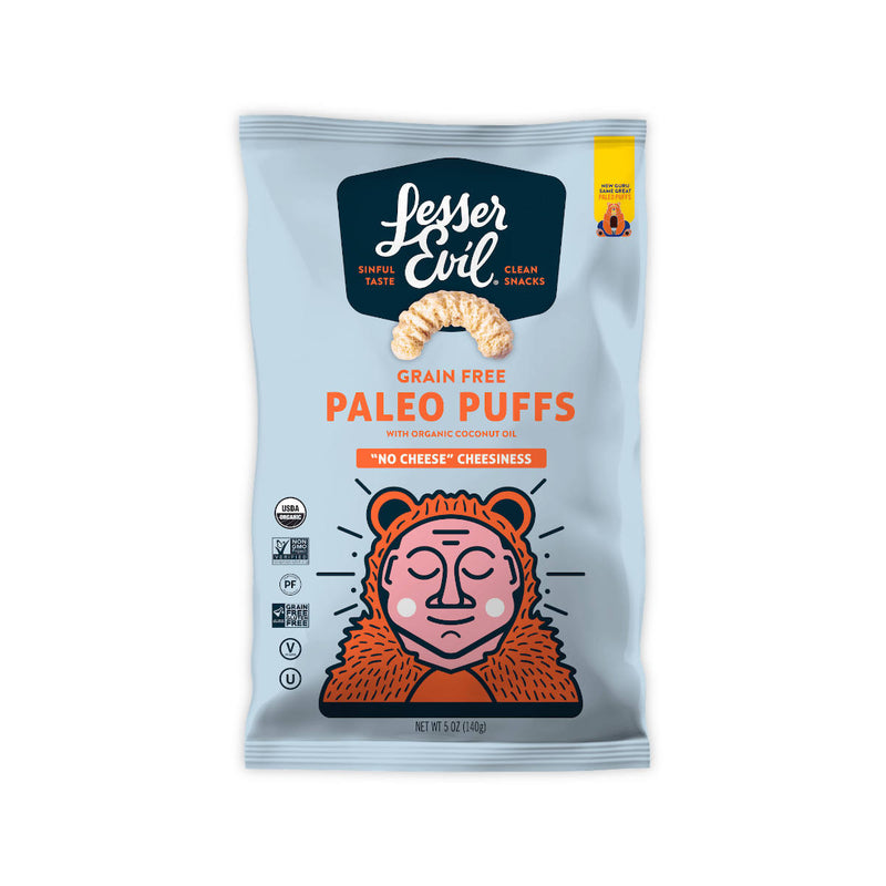 LesserEvil "No Cheese" Cheesiness Paleo Puffs 5oz (Case of 9 Bags)