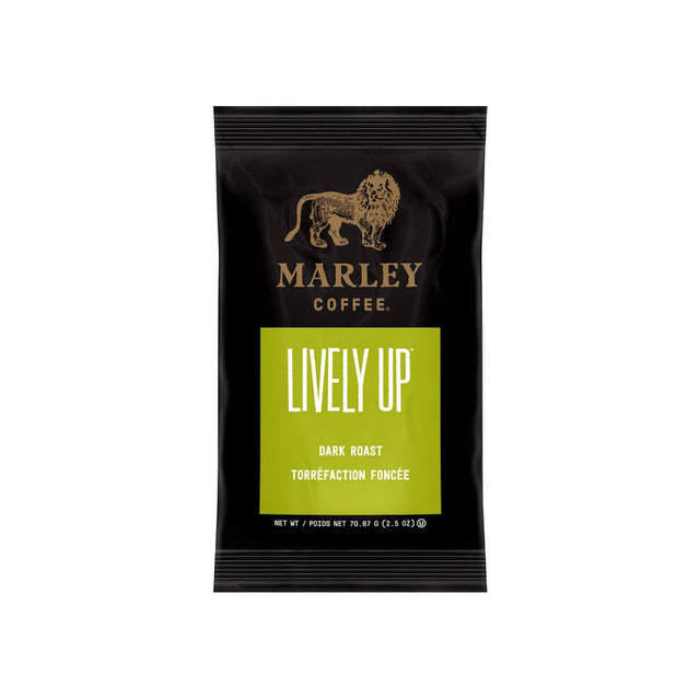 Marley Coffee Lively Up! Ground Coffee Packets (Box of 64 X 2.5oz) Fraction Pack Marley Coffee