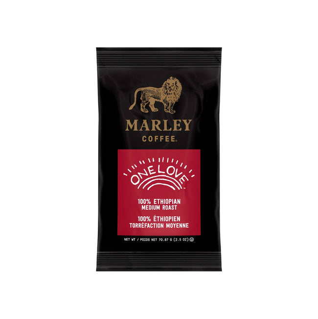 Marley Coffee One Love Ground Coffee Packets (Box of 64 X 2.5oz)