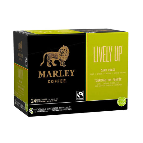 Marley Coffee Lively Up! Single Serve Coffee Pods (Box of 24) K-Cups Marley Coffee