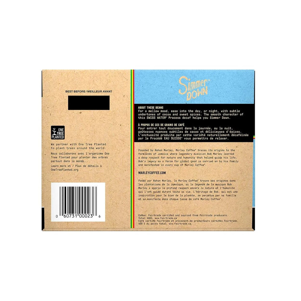 Marley Coffee Simmer Down Swiss Water Decaf Single Serve Coffee Pods (Box of 24) K-Cups Marley Coffee