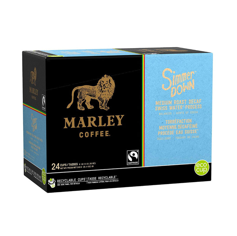 Marley Coffee Simmer Down Decaf Single Serve Coffee Pods Box