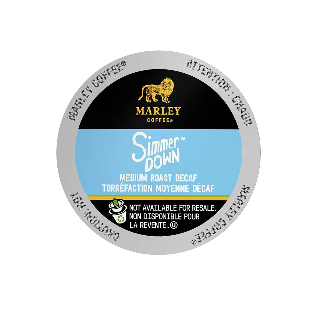 Marley Coffee Simmer Down Swiss Water Decaf Single Serve Coffee Pods (Box of 24) K-Cups Marley Coffee