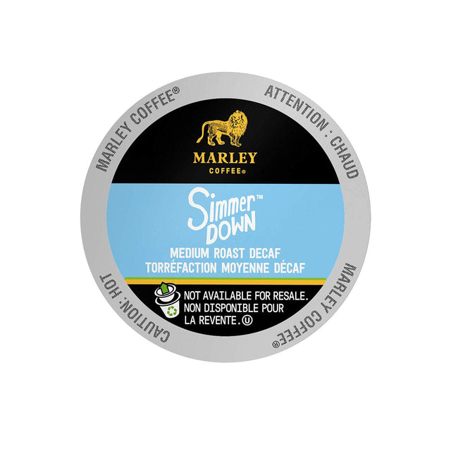 Marley Coffee Simmer Down Decaf Single Serve Coffee Pods (Case of 96) K-Cups Marley Coffee