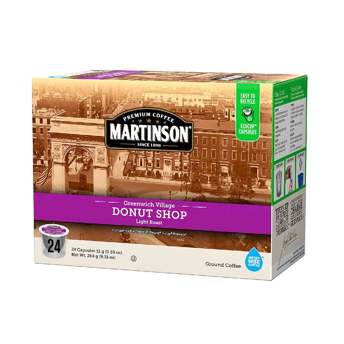 Martinson Coffee Donut Shop Single Serve Pods (Box of 24) K-Cups Martinson