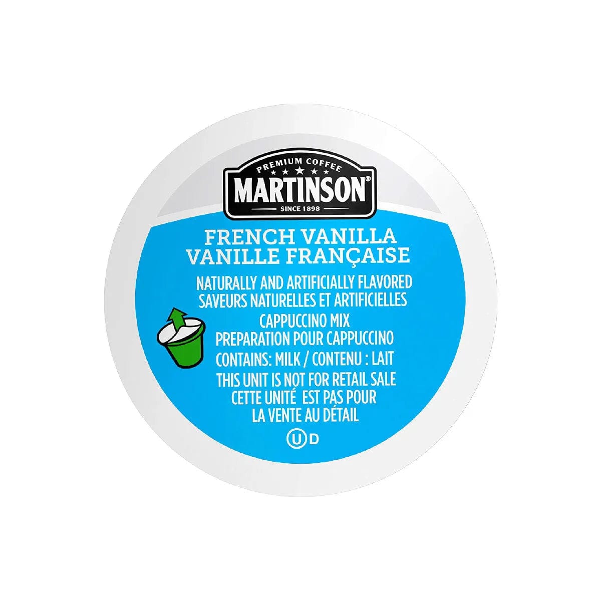 Martinson Coffee French Vanilla Cappuccino Single Serve Pods (Case of 96) K-Cups Martinson
