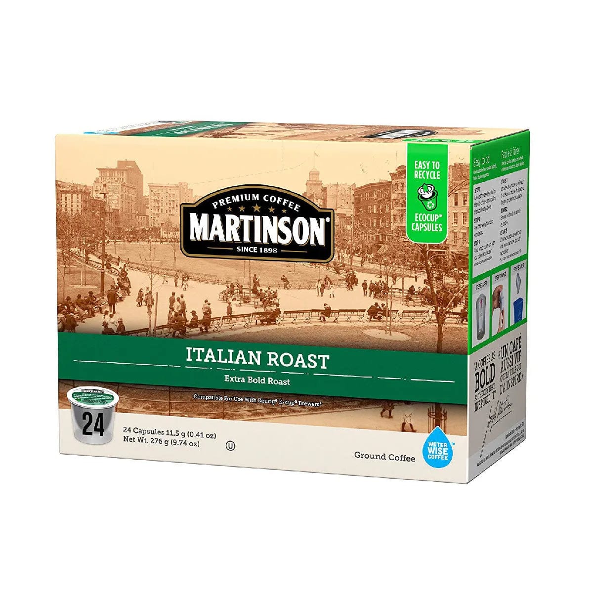 Martinson Coffee Italian Roast Single Serve Pods (Box of 24) K-Cups Martinson