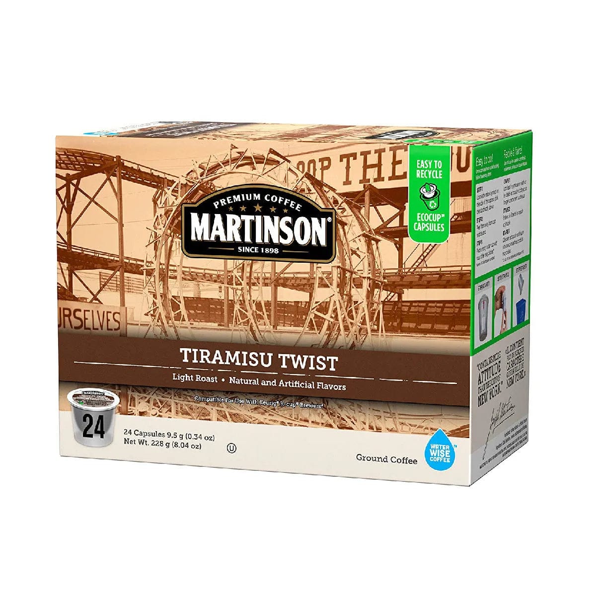 Martinson Coffee Tiramisu Twist Single Serve Pods (Box of 24) K-Cups Martinson