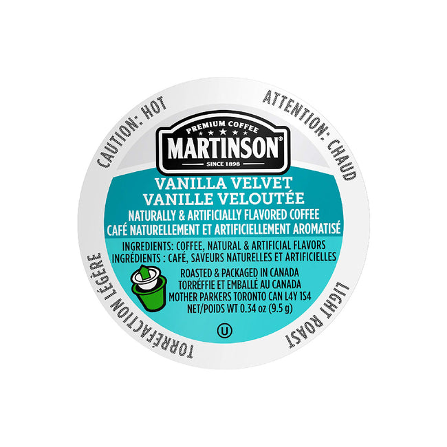 Martinson Coffee Vanilla Velvet Single Serve Pods (Box of 24)