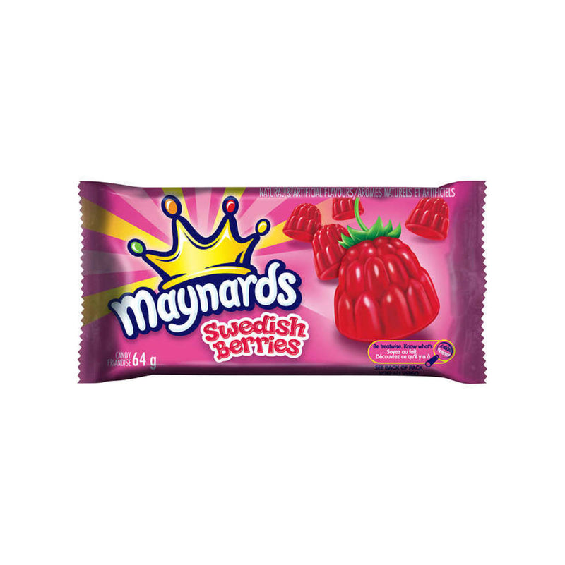 Maynards Swedish Berries Gummy Candy Bulk 64g Bags (Case of 18)