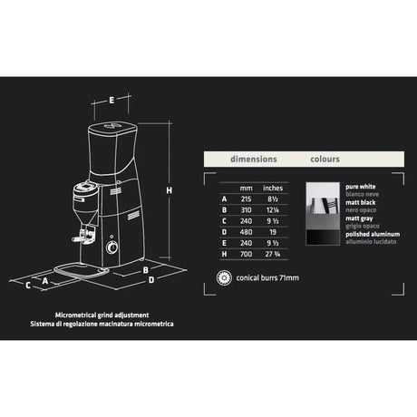 Mazzer Kold S Conical Burr Grinder (Black) - Backordered Coffee Grinder Mazzer