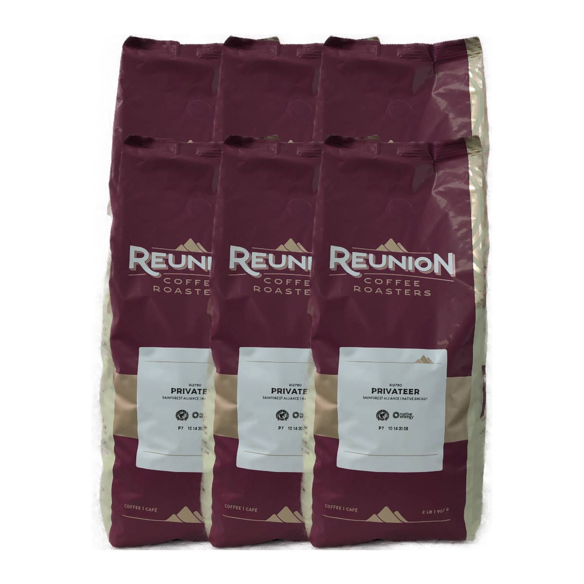 Reunion Island Privateer Dark Whole Bean Coffee (2lb) (Pack of 6) Whole Bean Coffee Reunion Coffee Roasters