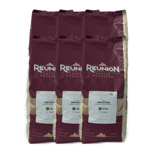 Reunion Island Privateer Dark Whole Bean Coffee (2lb) (Pack of 6) Whole Bean Coffee Reunion Coffee Roasters
