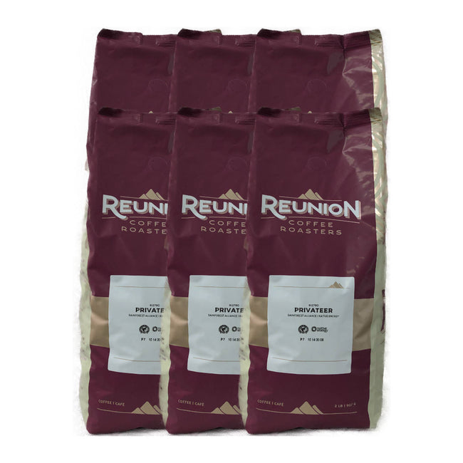 Reunion Island Privateer Dark Whole Bean Coffee (2lb) (Pack of 6)