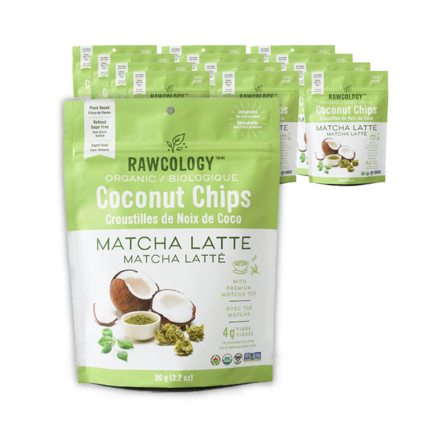 Rawcology Matcha Latte Coconut Chips 200g / 7oz (Case of 12 Bags) Snacks & Treats Rawcology