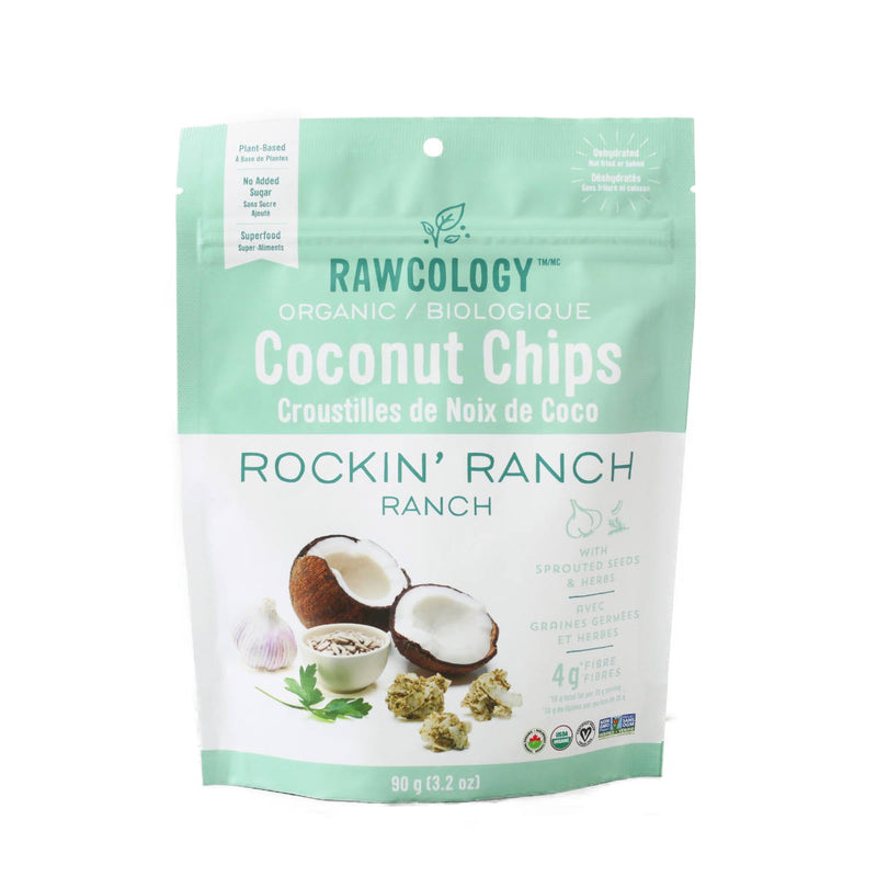 Rawcology Rockin' Ranch Coconut Chips 200g / 7oz (Case of 12 Bags)