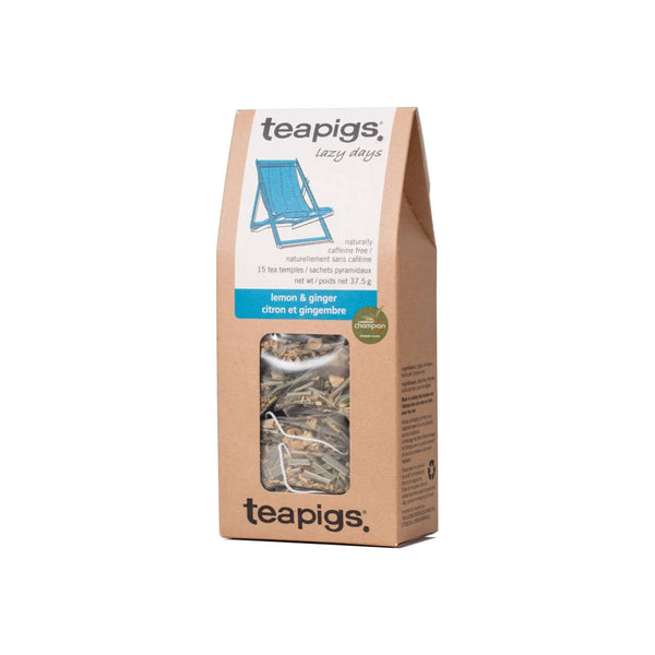 TeaPigs Lemon & Ginger Loose Leaf Tea Sachets (Box of 15)
