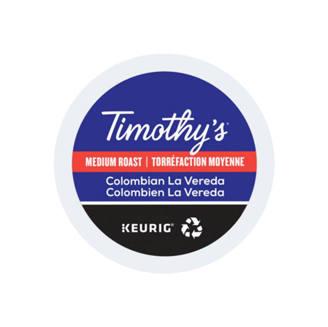 Timothy's Colombian La Vereda K-Cup® Recyclable Pods (Box of 24) K-Cups Timothy's