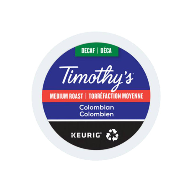 Timothy's Decaffeinated Colombian K-Cup® Recyclable Pods (Case of 96)