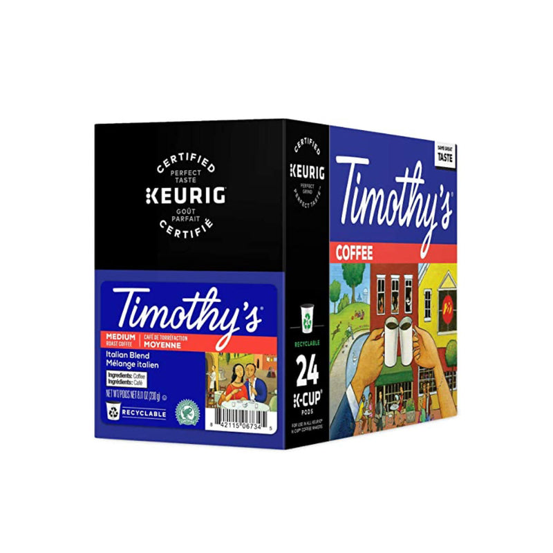 Timothy's Italian Roast K-Cup® Recyclable Pods | Best Before May 28, 2022 (Box of 24)