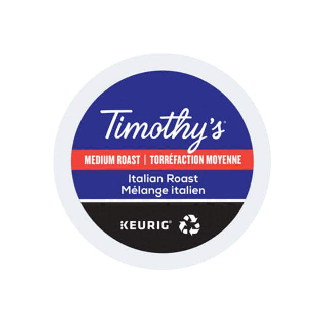 Timothy's Italian Roast K-Cup® Recyclable Pods (Case of 96) K-Cups Timothy's