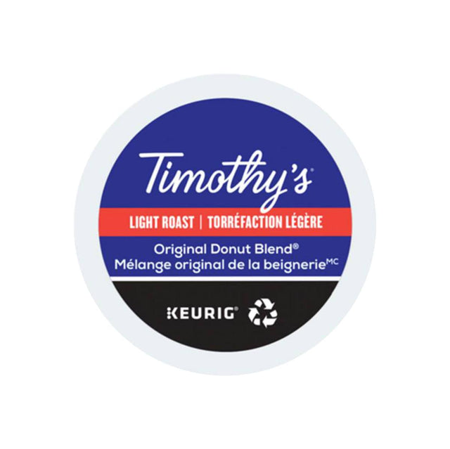 Timothy's Original Donut Blend K-Cup® Recyclable Pods (Case of 192) K-Cups Timothy's