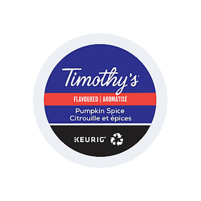 Timothy's Pumpkin Spice K-Cup Recyclable Pods (Box of 24) K-Cups Timothy's