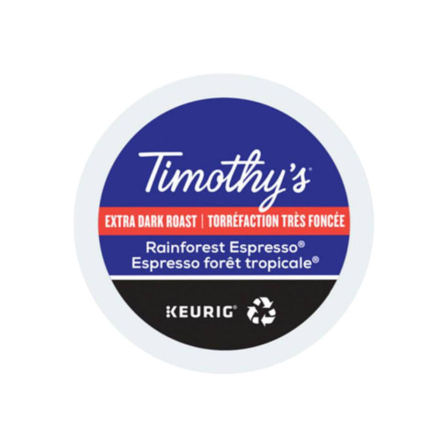 Timothy's Rainforest Espresso K-Cup® Recyclable Pods (Box of 24) K-Cups Timothy's