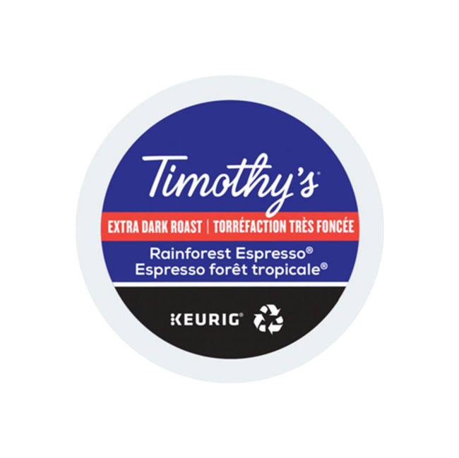 Timothy's Rainforest Espresso K-Cup® Recyclable Pods | Best Before May, 17, 2022 (Box of 24)