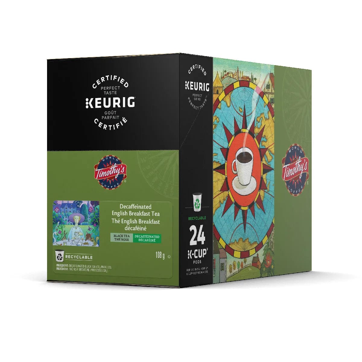Timothy's Decaffeinated English Breakfast Tea K-Cup® Recyclable Pods (Box of 24) K-Cups Timothy's