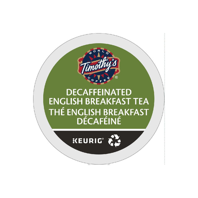 Timothy's Decaffeinated English Breakfast Tea K-Cup® Recyclable Pods (Case of 96) K-Cups Timothy's