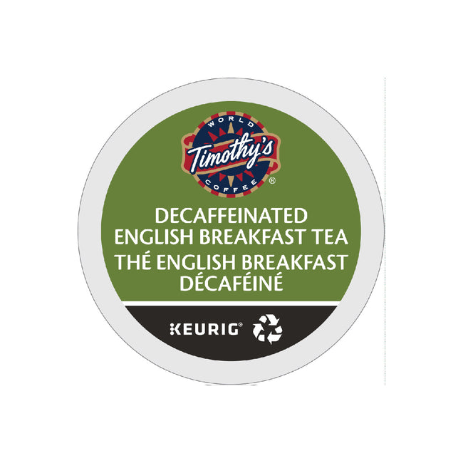Timothy's Decaffeinated English Breakfast Tea K-Cup® Recyclable Pods (Case of 96)