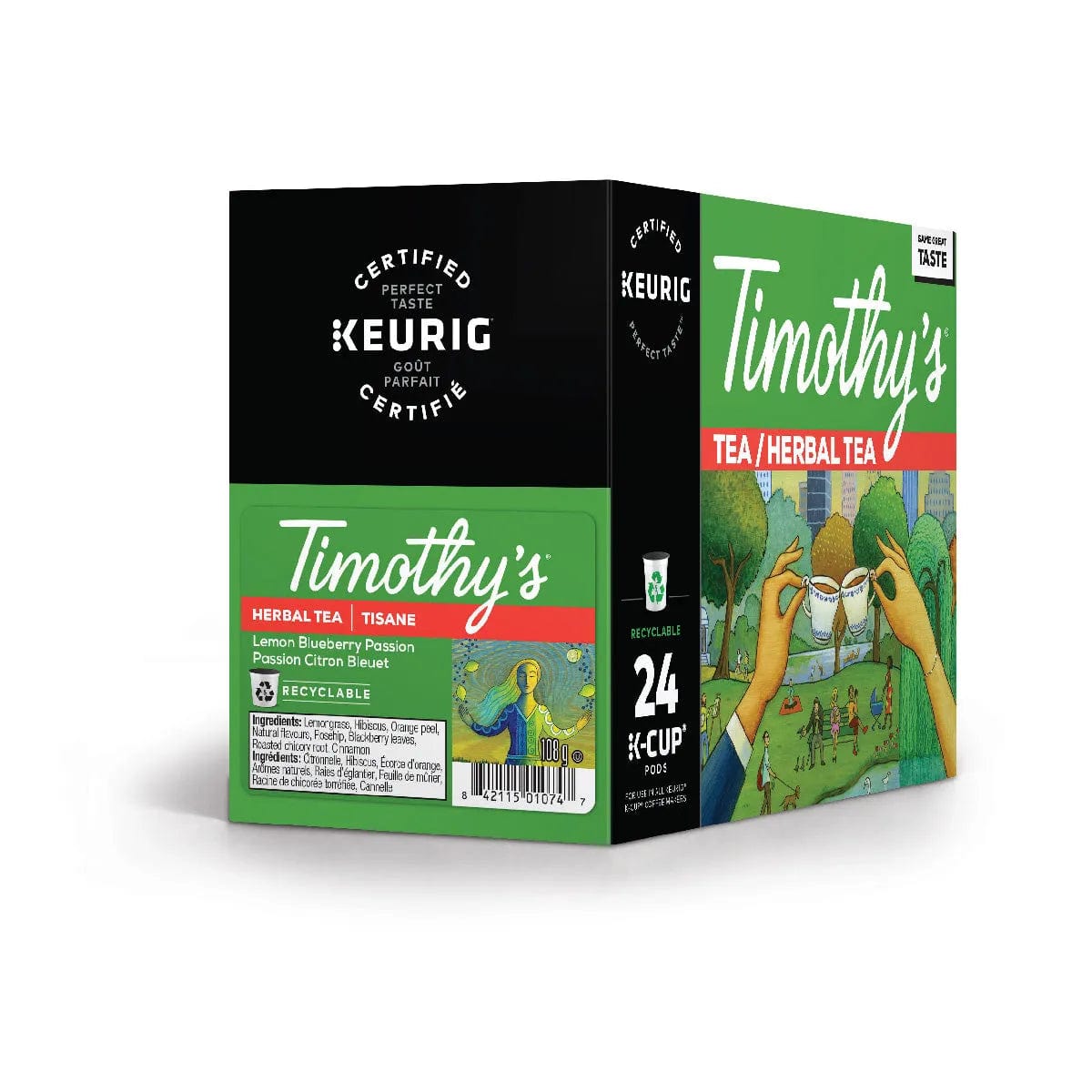 Timothy's Lemon Blueberry Passion Tea K-Cup® Recyclable Pods (Box of 24) K-Cups Timothy's
