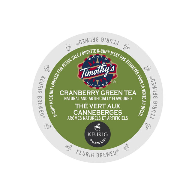 Timothy's Cranberry Green Tea K-Cup® Recyclable Pods (Box of 24)