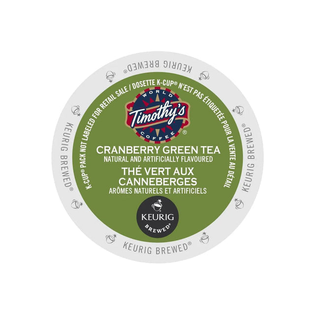 Timothy's Cranberry Green Tea K-Cup® Recyclable Pods (Case of 96) K-Cups Timothy's