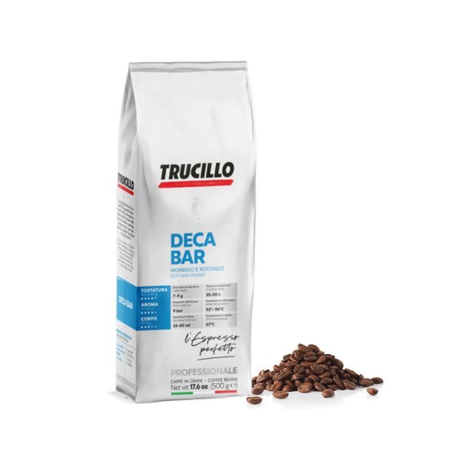 Trucillo Deca Bar Decaf Whole Bean Coffee (500g / 1.1lbs Bag)