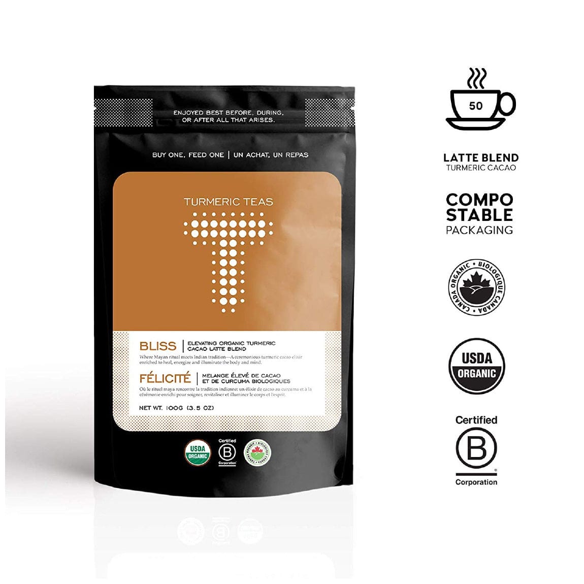 Turmeric Latte Joy Golden Milk With Cacao Blend Powder (Case of 600g / 21oz) Loose Leaf Tea Turmeric Teas