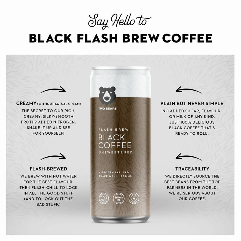 Two Bears Flash Brew Black Coffee (Case of 6 Cold Brew Cans)