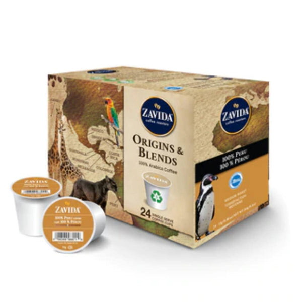 Zavida 100% Peru Single-Serve Coffee Pods (Box of 24)