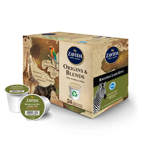 Zavida Rwanda Lake Kivu Single-Serve Coffee Pods (Box of 24) K-Cups Zavida