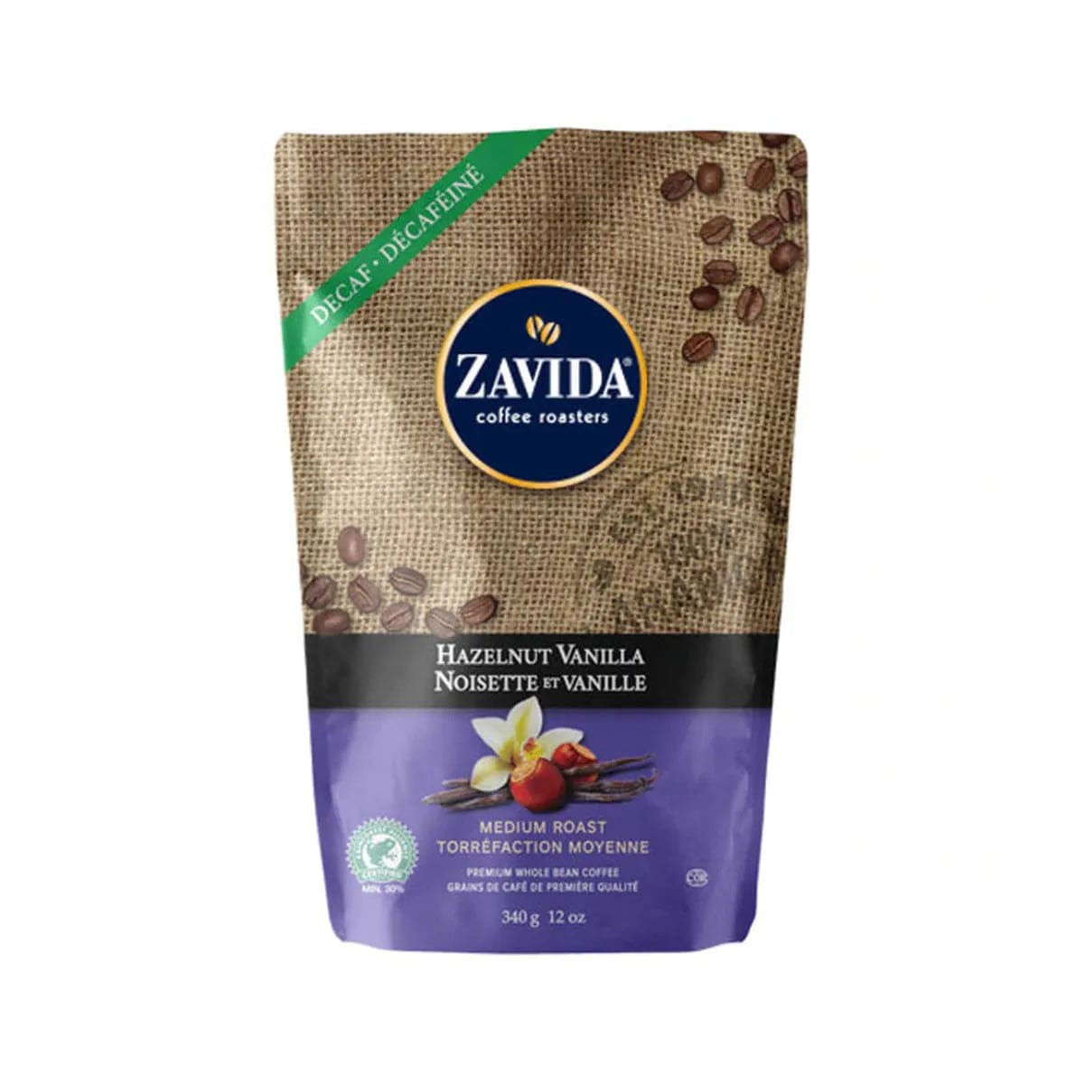 Zavida Decaf Hazelnut Vanilla Whole Bean Coffee (12 oz.) Whole Bean Coffee Zavida