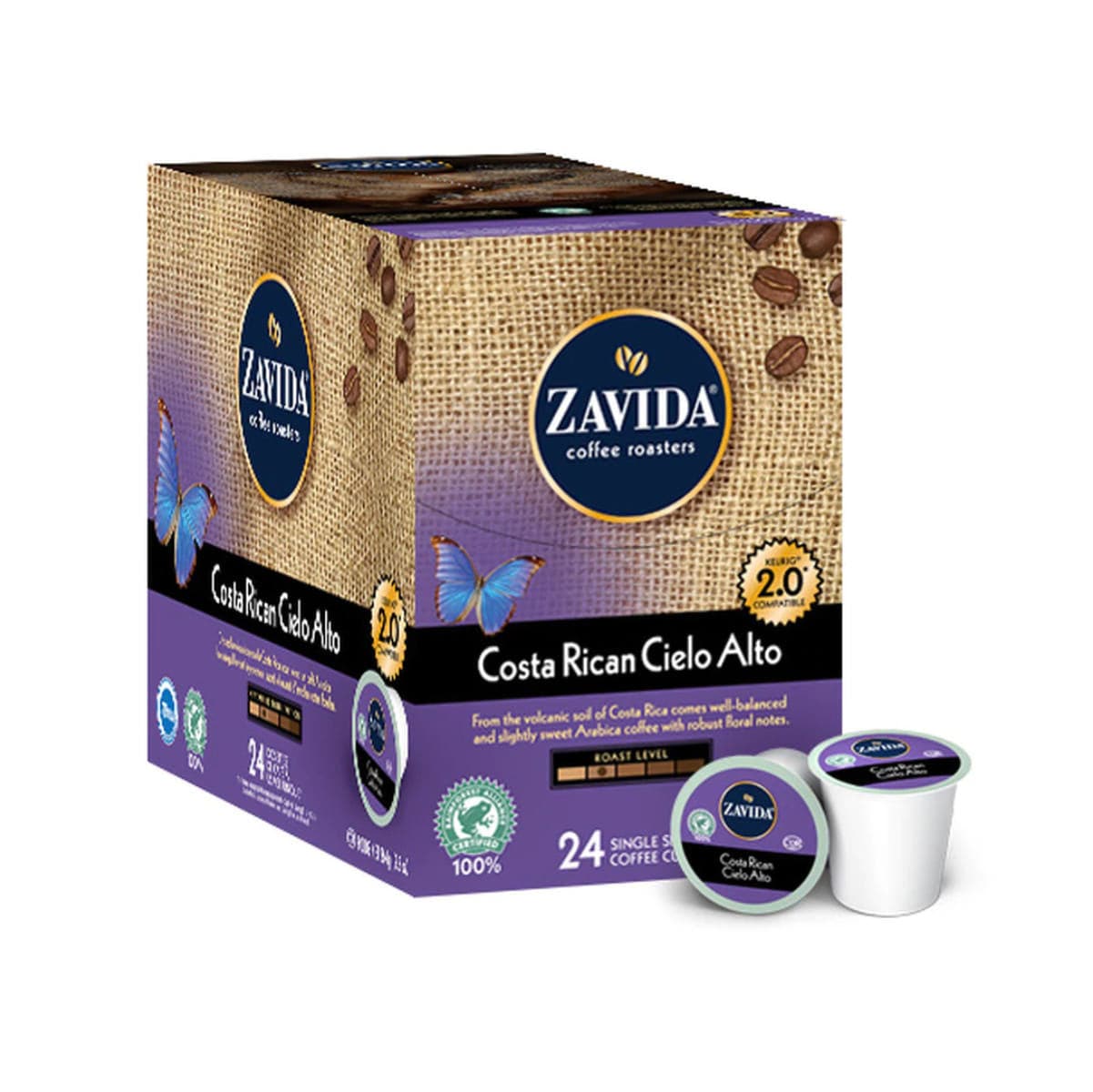 Zavida Costa Rican Cielo Alto Single-Serve Coffee Pods (Box of 24) K-Cups Zavida