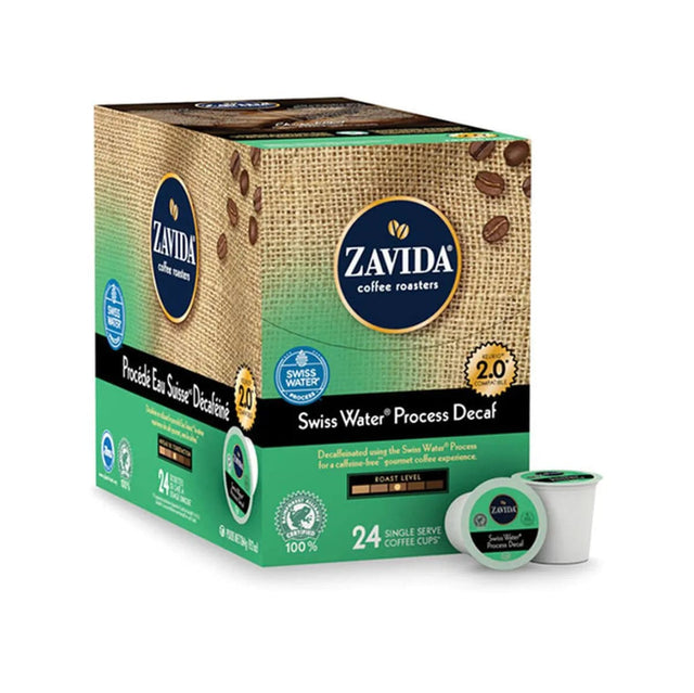 Zavida Swiss Water Decaf Single-Serve Coffee Pods (Box of 24) K-Cups Zavida
