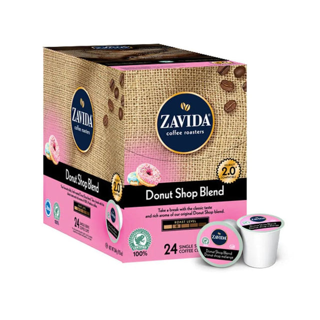 Zavida Donut Shop Blend Single-Serve Coffee Pods (Box of 24) K-Cups Zavida