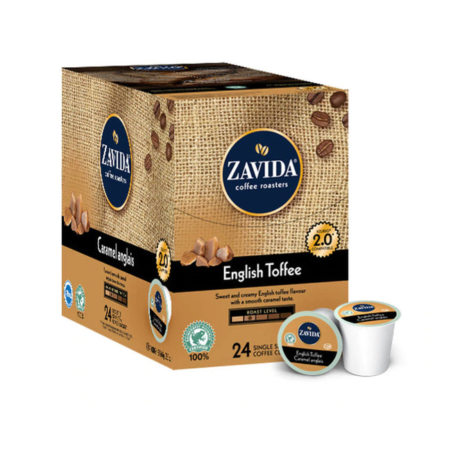 Zavida English Toffee Single-Serve Coffee Pods (Case of 96)