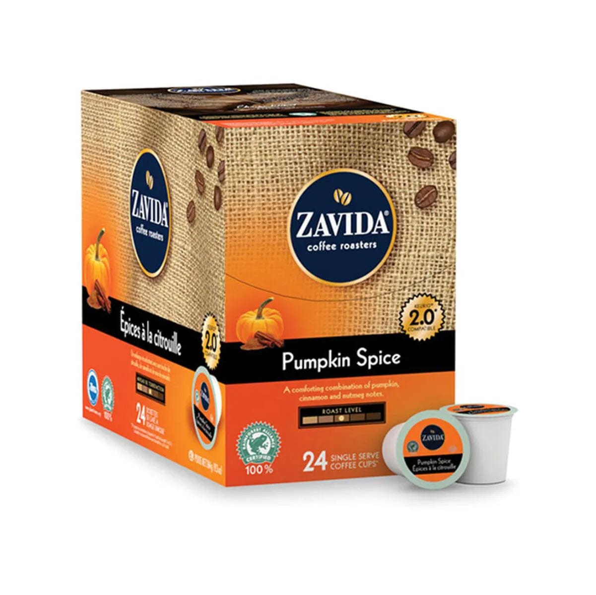 Zavida Pumpkin Spice Single-Serve Coffee Pods (Case of 96) K-Cups Zavida